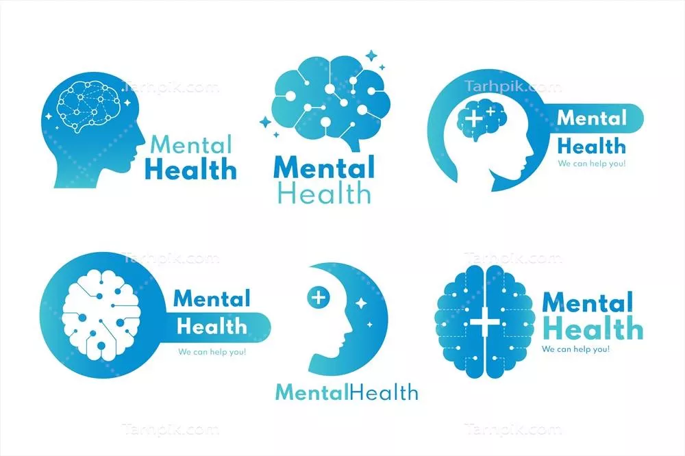 مجموعه ای کامل از لوگوهای بهداشت روان با جزئیات و طراحی وکتور