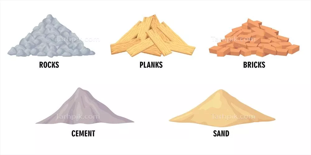 مجموعه وکتور Illustrations از مصالح ساختمانی مختلف با طراحی های زیبا و جذاب