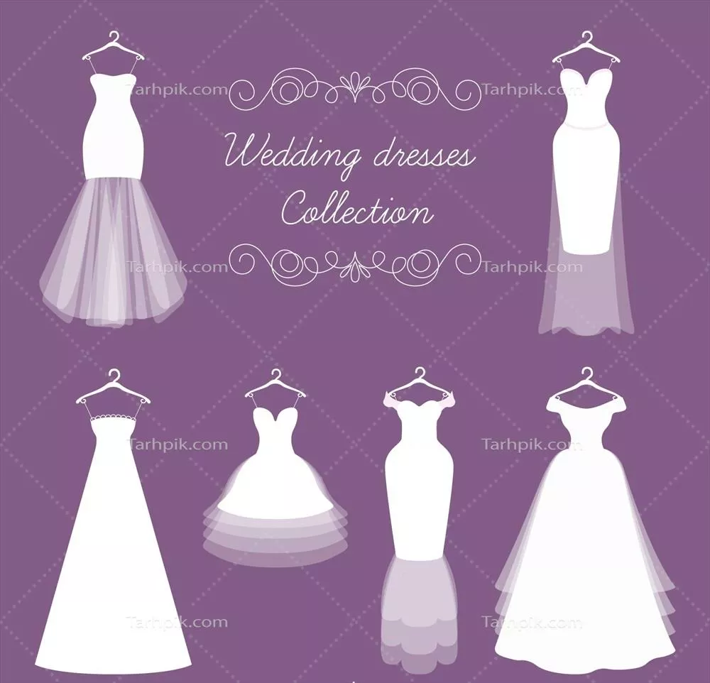 انواع مختلف لباس عروس با طراحی و الگوی وکتور زیبا و جذاب