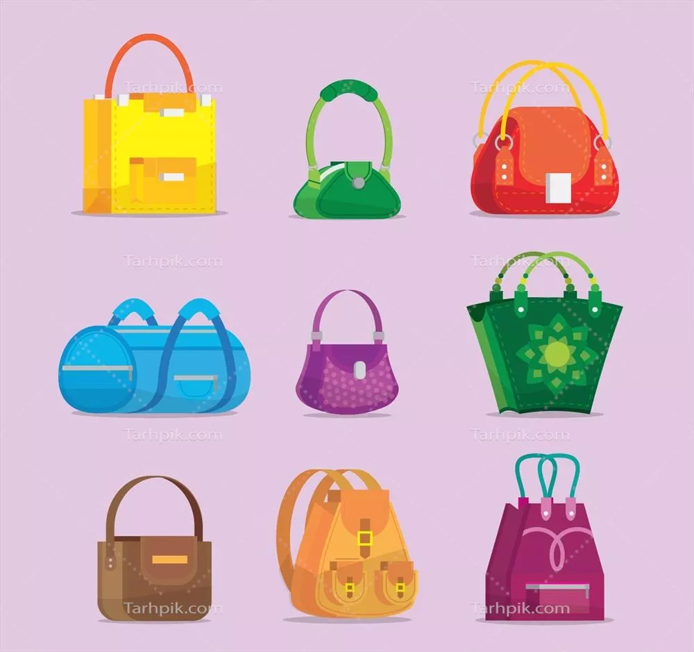 مجموعه وکتور کیف های دستی در انواع مختلف و طرح های جذاب