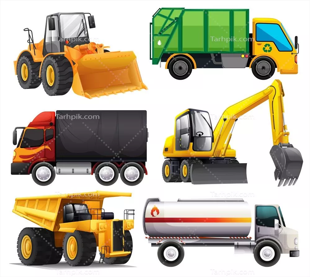 وکتور نقاشی انواع مختلف کامیون ها با جزئیات و ویژگی های منحصر به فرد