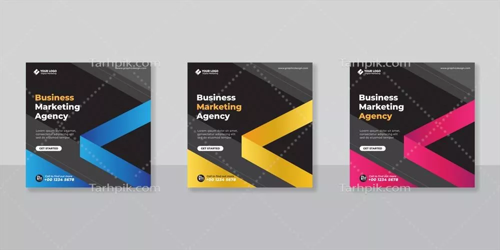 وکتور الگوی پست رسانه‌های اجتماعی برای بازاریابی کسب‌وکار دیجیتال