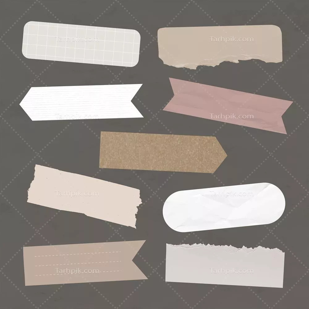 مجموعه عناصر وکتور نوار چسب دیجیتال صورتی برای استیکرهای دیجیتال