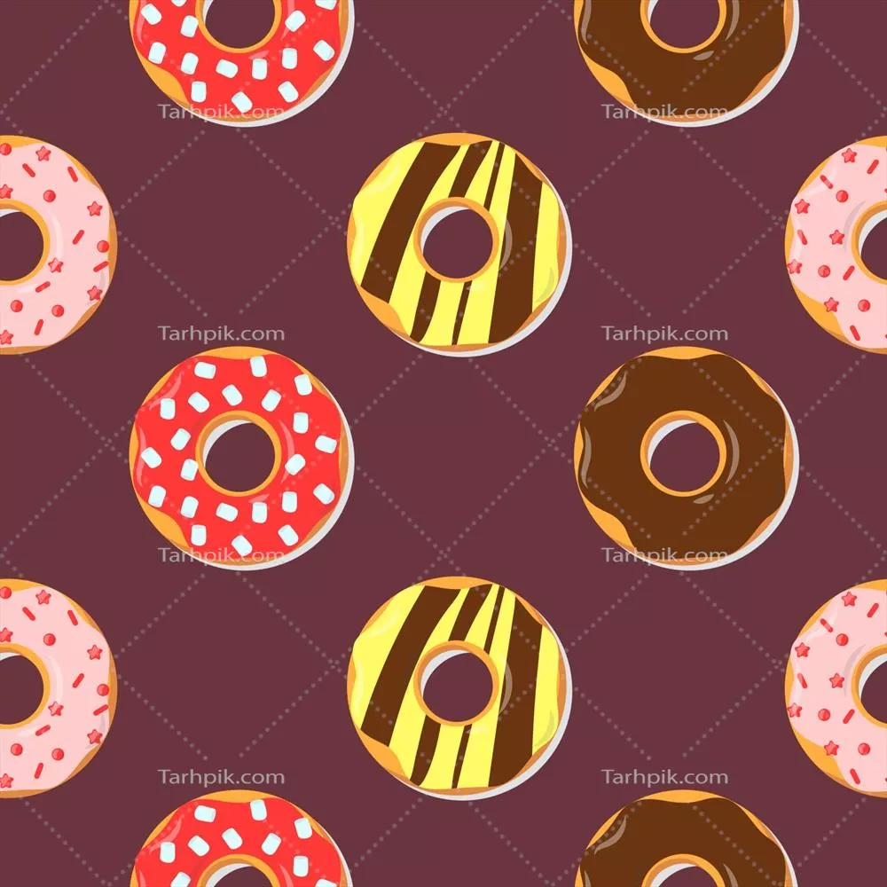وکتور پترن بدون درز دوناتها: طرحهای جذاب و متنوع خوراکی