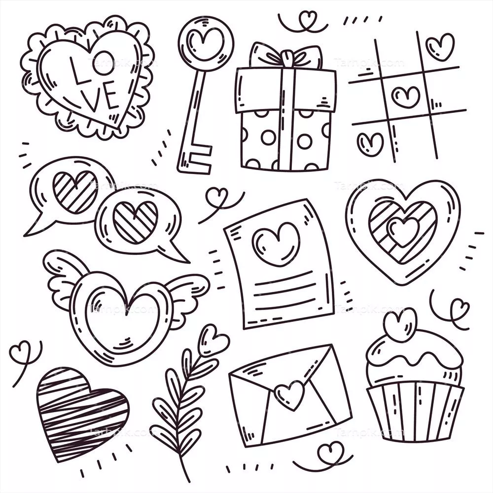 مجموعه عناصر وکتور طراحی دودی برای روز ولنتاین