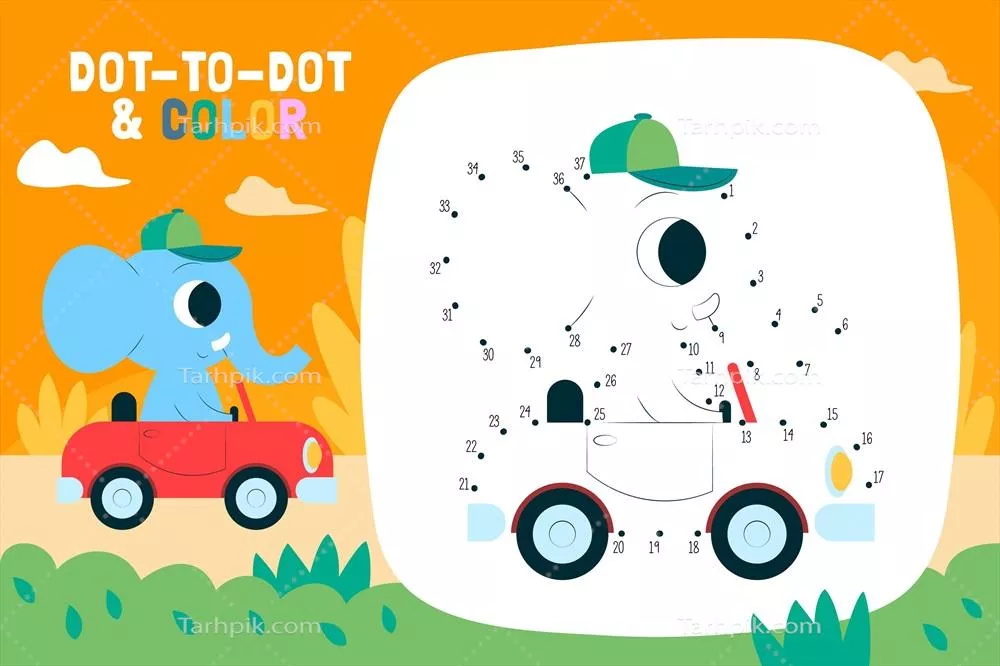 وکتور کودکان وworksheet های نقطه چین - الگوهای آموزشی جذاب و سرگرم کننده