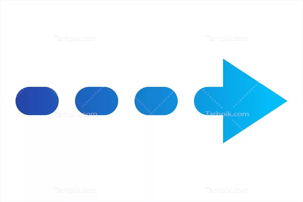 وکتور پیکان راست نقطه‌دار با گرادینت آبی برای طراحی و گرافیک