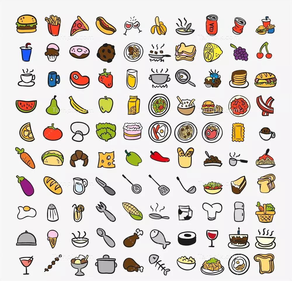 آیکونهای رنگی وکتور برای نقاشی و آشپزی به همراه آموزشها و نکات