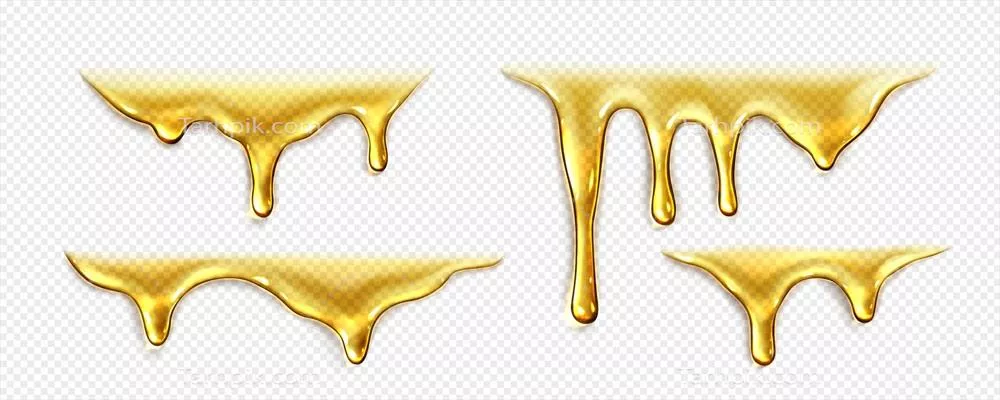 وکتور چکیدن مایع عسل طلایی، روغن یا قطرات شربت خوشمزه