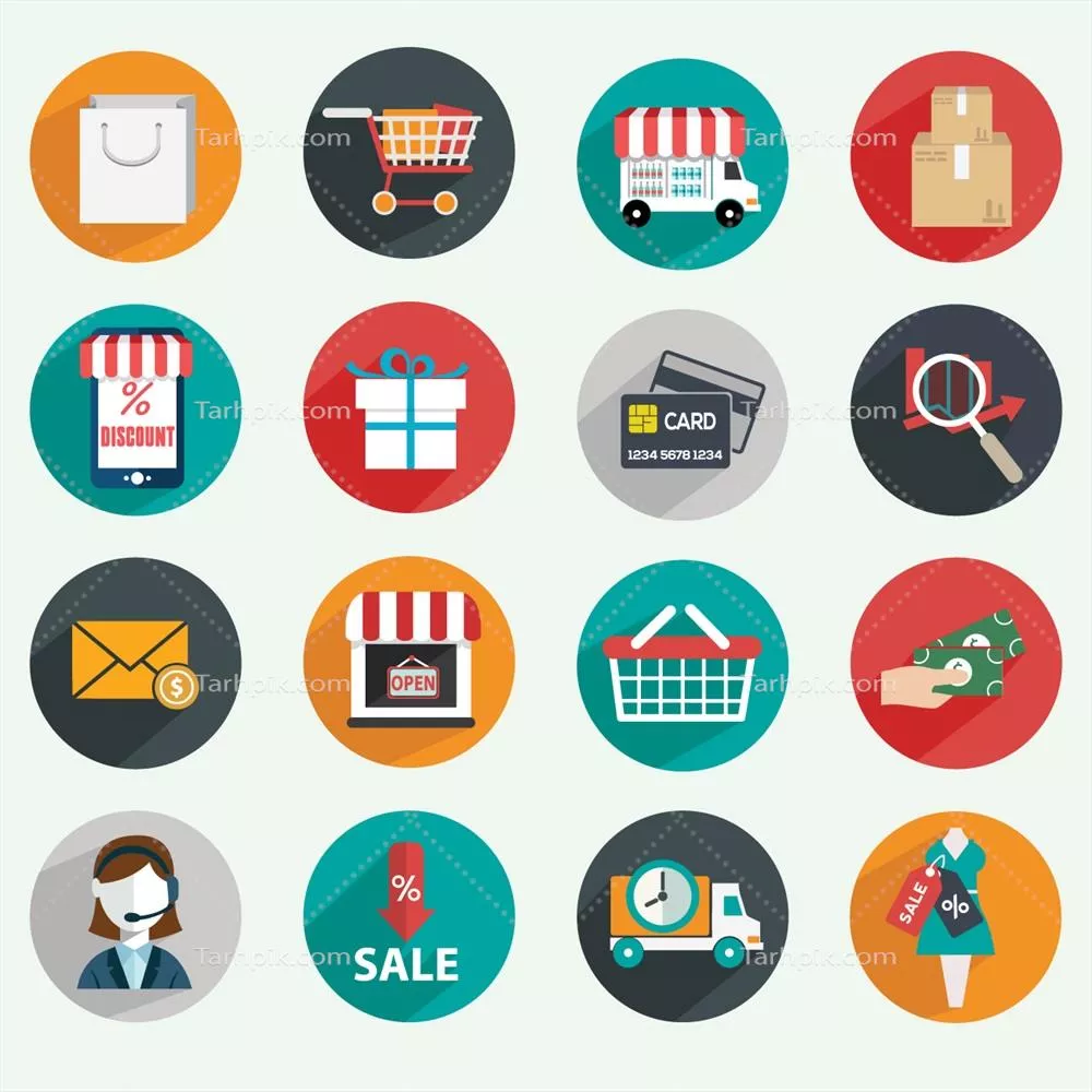 آیکنهای وکتور برای تجارت الکترونیک و خرید آنلاین