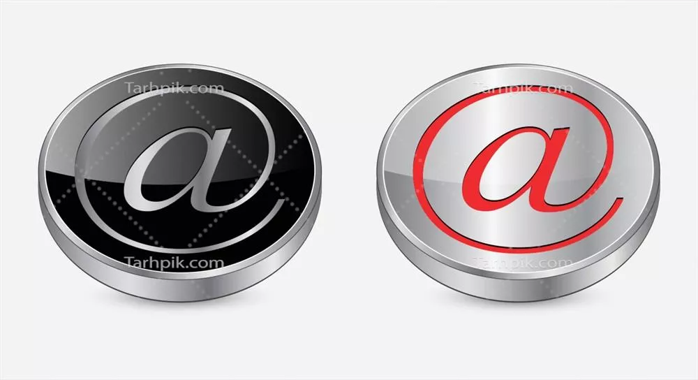آیکون دکمهای سهبعدی ایمیل با طراحی فلزی و وکتور