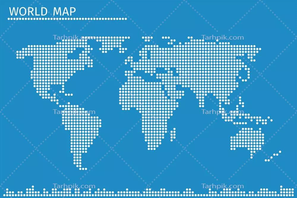 وکتور نقشه جهانی با الگوی نقطه‌ای، گوی زمین و جغرافیای جهانی