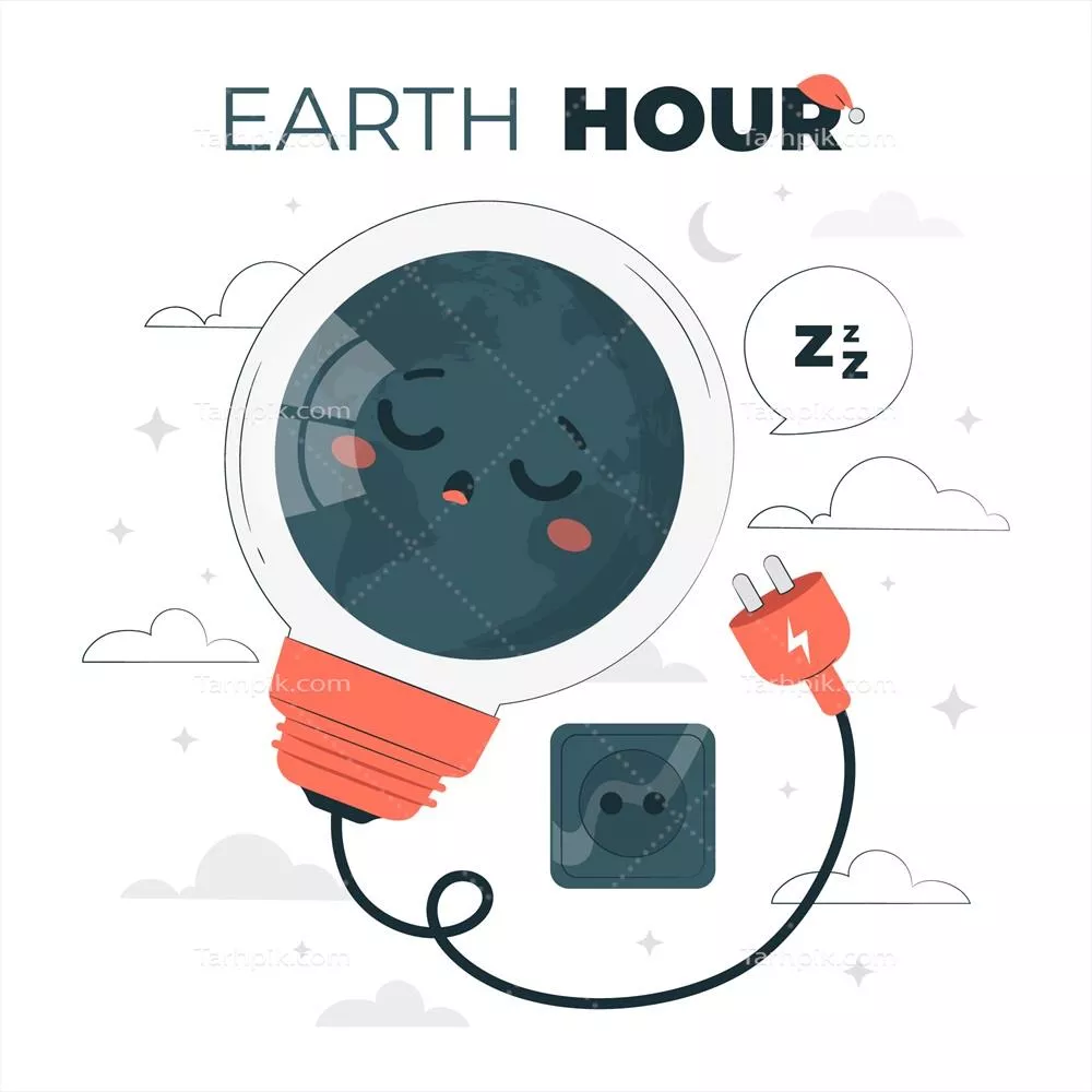 وکتور تصویر مفهومی ساعت زمین: نمادی از حفاظت از محیط زیست و صرفهجویی در انرژی