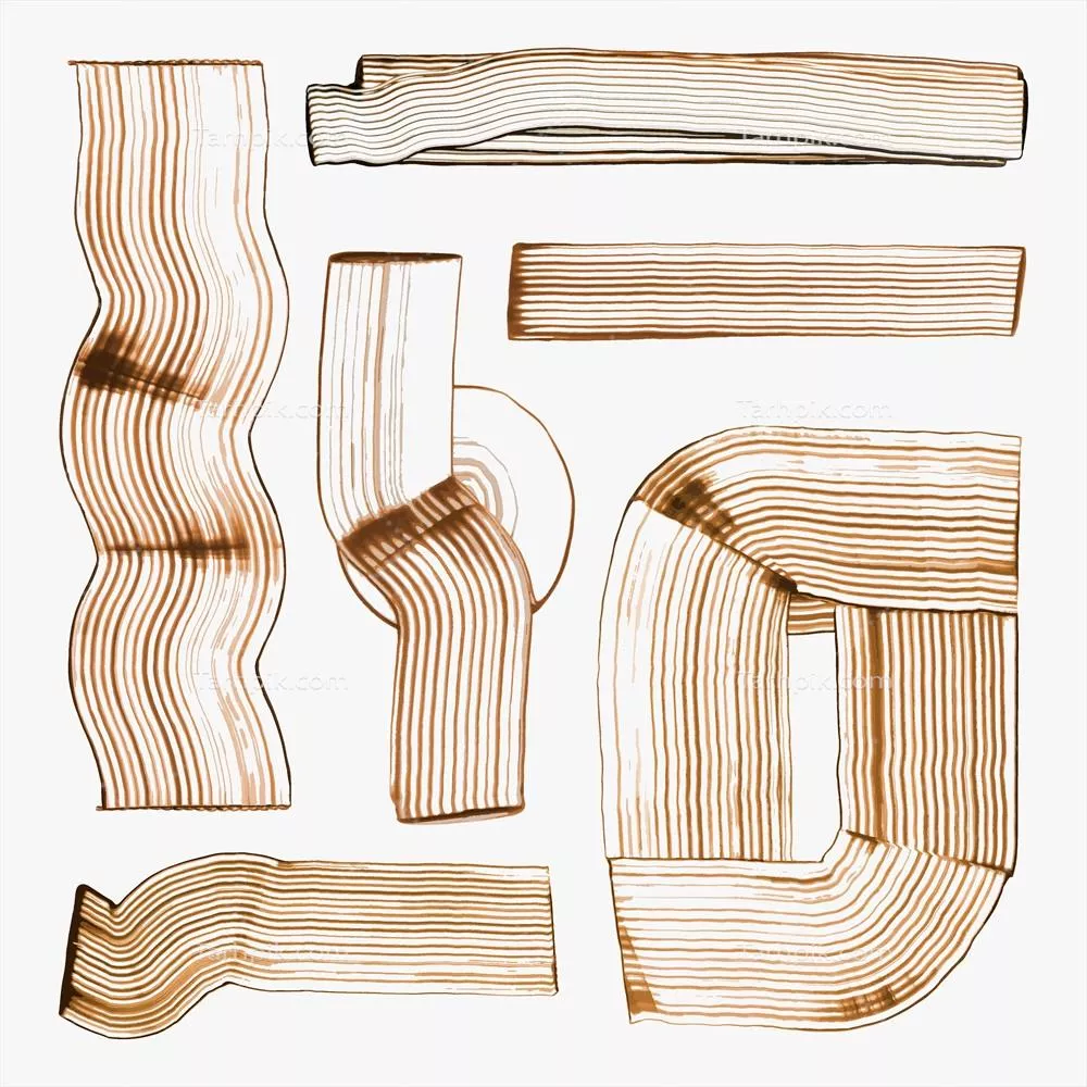 وکتور مجموعه هنری انتزاعی با شکل‌های رنگی زمین‌ساز و پلکانی دست‌ساز