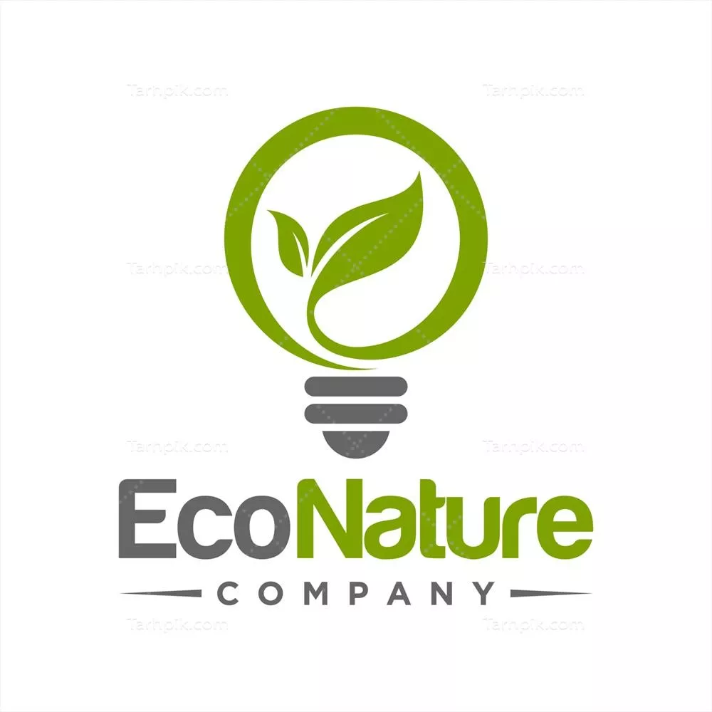 وکتور لامپ صرفه‌جویی انرژی با لوگوی برگ و نمایانگر اکولوژی