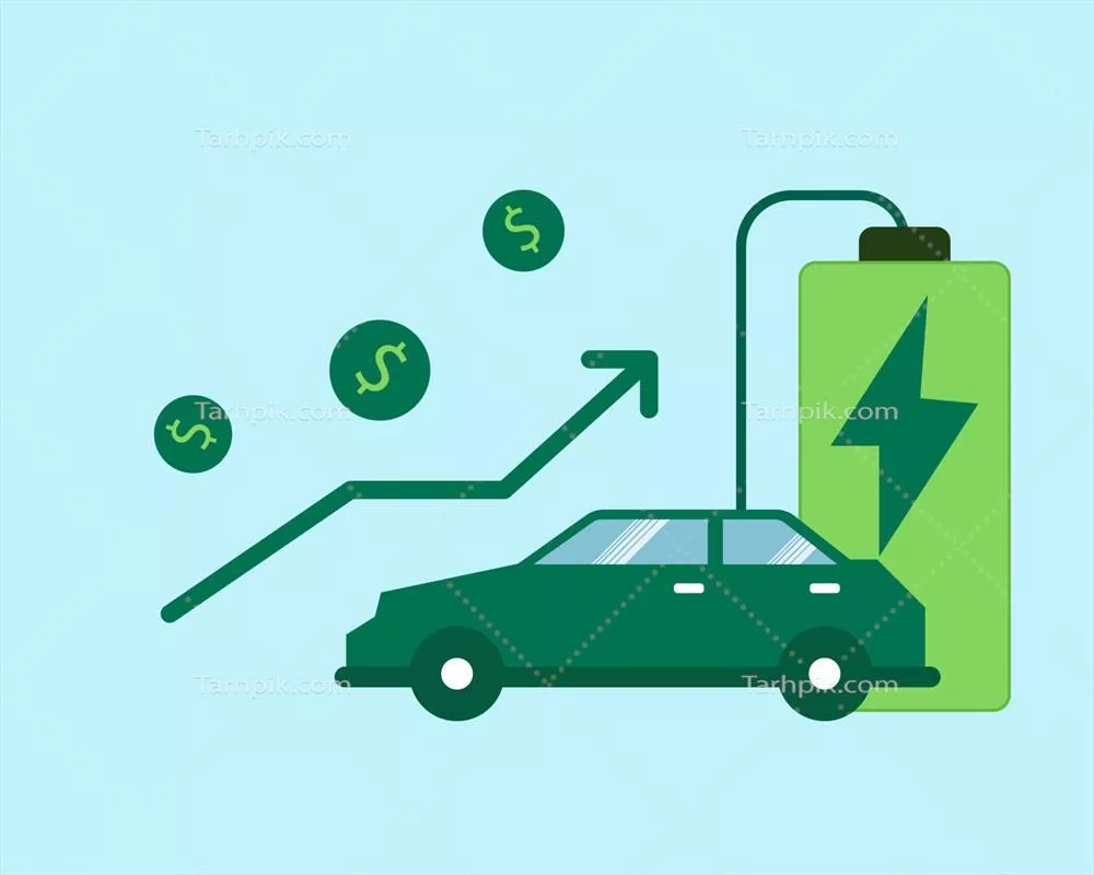 وکتور رشد صنعت خودروسازی الکتریکی: طراحی کارتون و برداشت گرافیکی