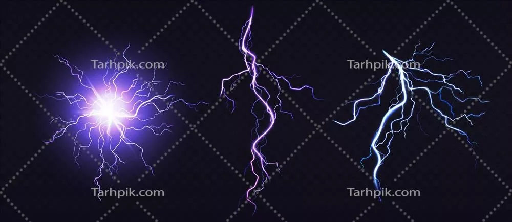 تصویر وکتوری از برخورد رعد و برق با توپ الکتریکی در یک فضای خاص