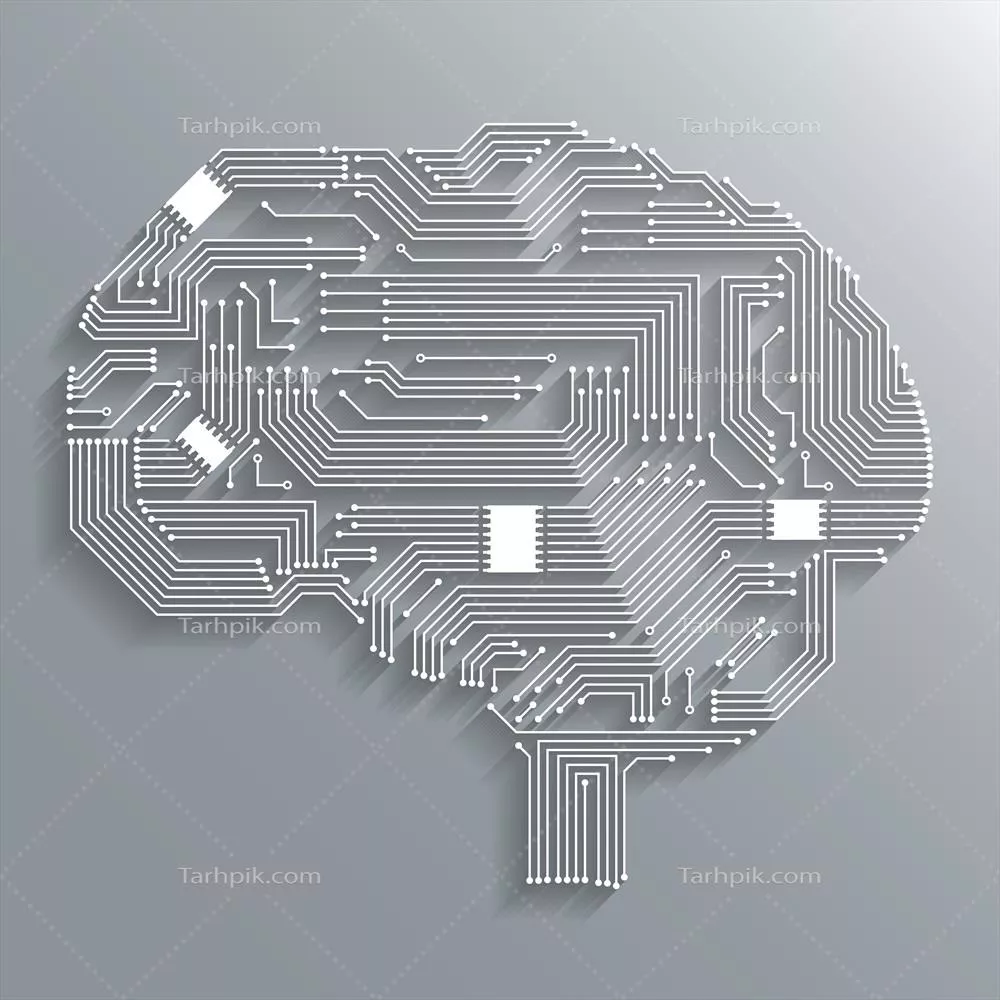 وکتور تصویر امبلم برد مدار الکترونیکی به شکل مغز در پسزمینهای بصری و شگفتانگیز