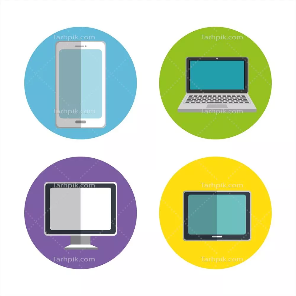 آیکون های برد الکترونیکی و دستگاه های الکترونیکی به صورت وکتور