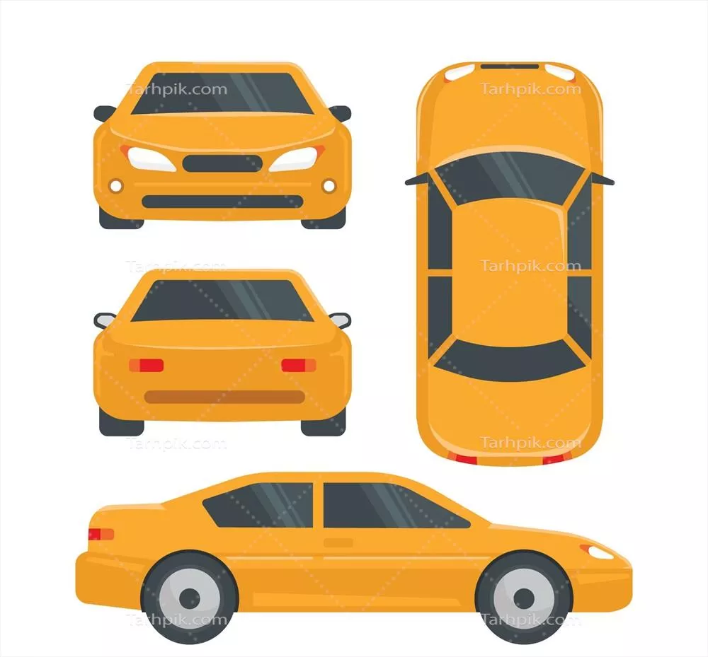 نماهای مختلف وکتور از یک خودروی شیک و مجلل