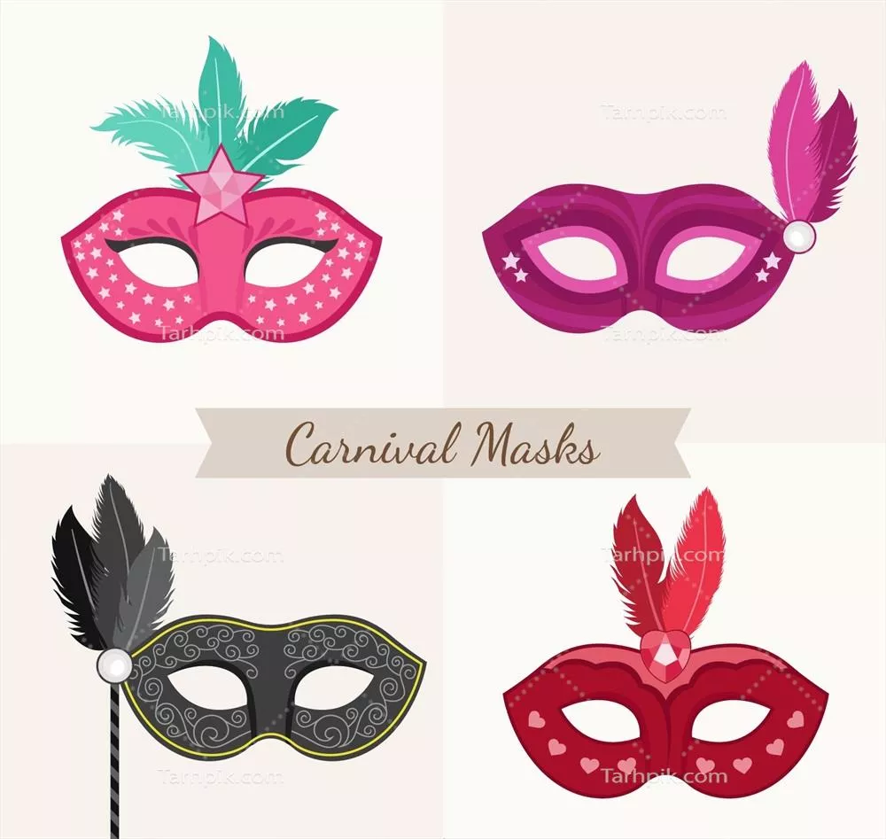 ماسکهای کارناوالی زیبا و هنری به صورت وکتور برای طراحی و تزئین