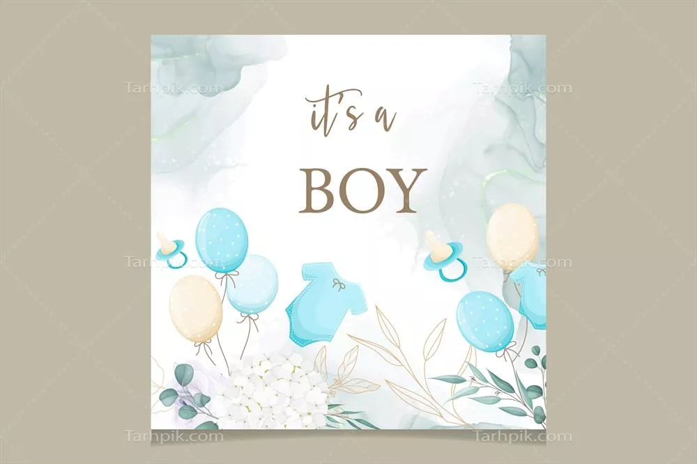 وکتور دعوتنامه زیبا و شیک برای جشن پیش از زایمان با طراحی گلهای جذاب