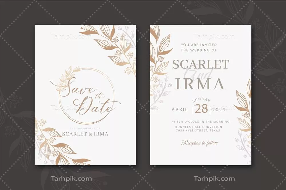 وکتور دعوتنامه عروسی دو رنگ شیک و زیبا با طراحی منحصر به فرد