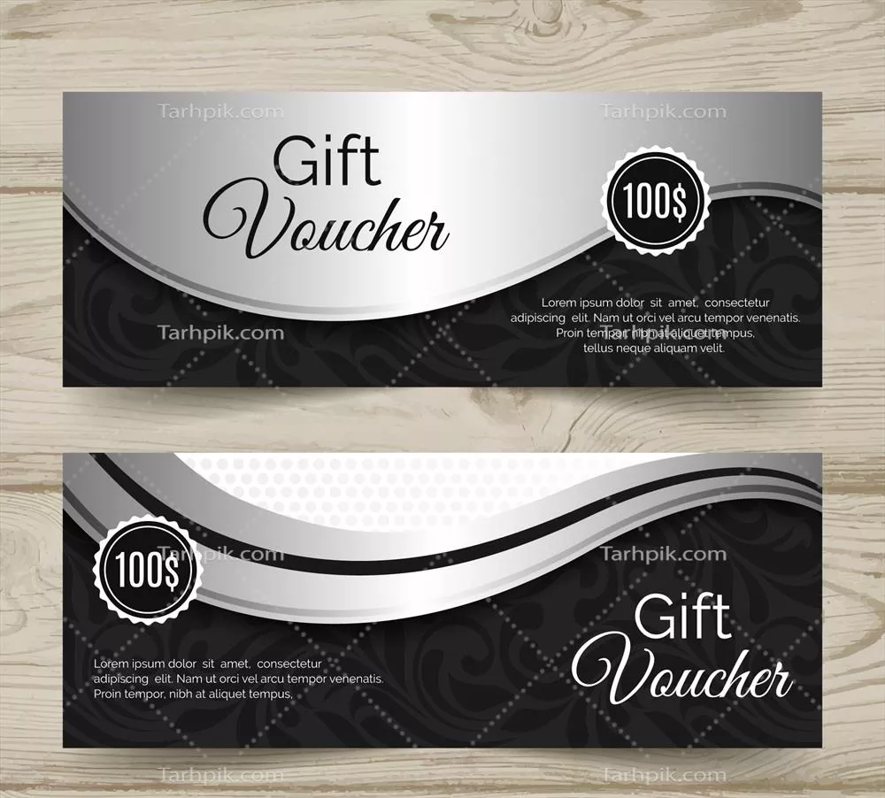 وکتور قالب زیبای کارت هدیه با طراحی نقرهای و الگوهای جذاب