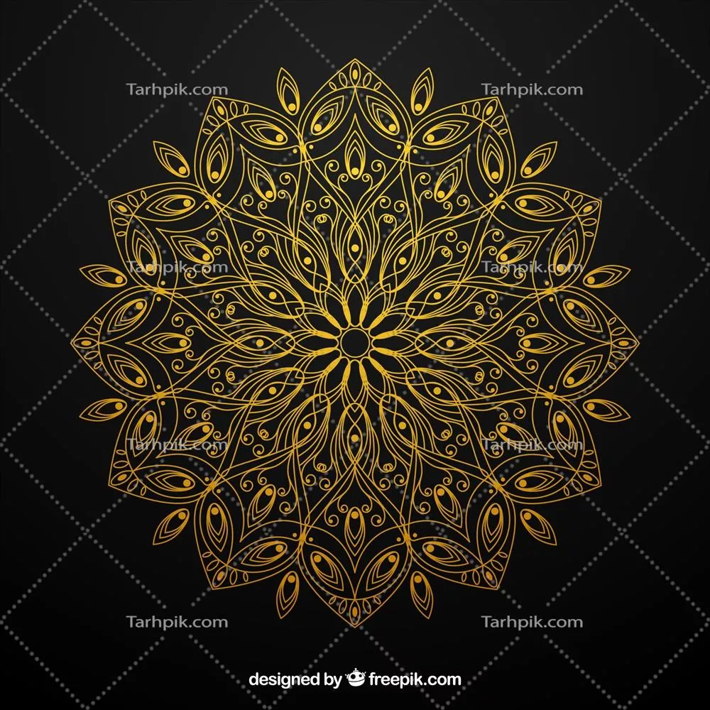 وکتور پسزمینه Mandala طلایی زیبا و مجلل با الگوهای هندسی پیچیده