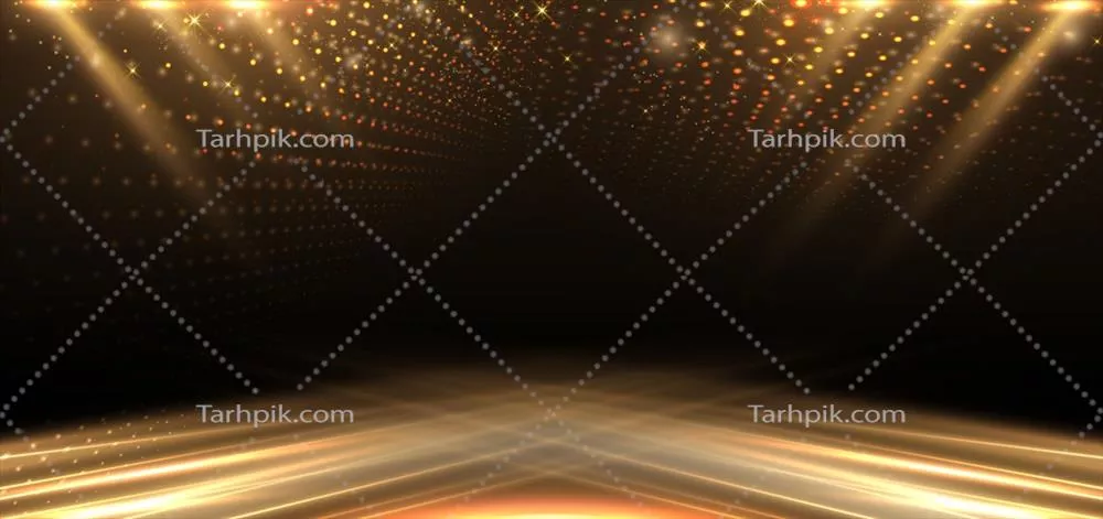 وکتور صحنه طلایی مجلل با جلوههای نوری در زاویهای جذاب