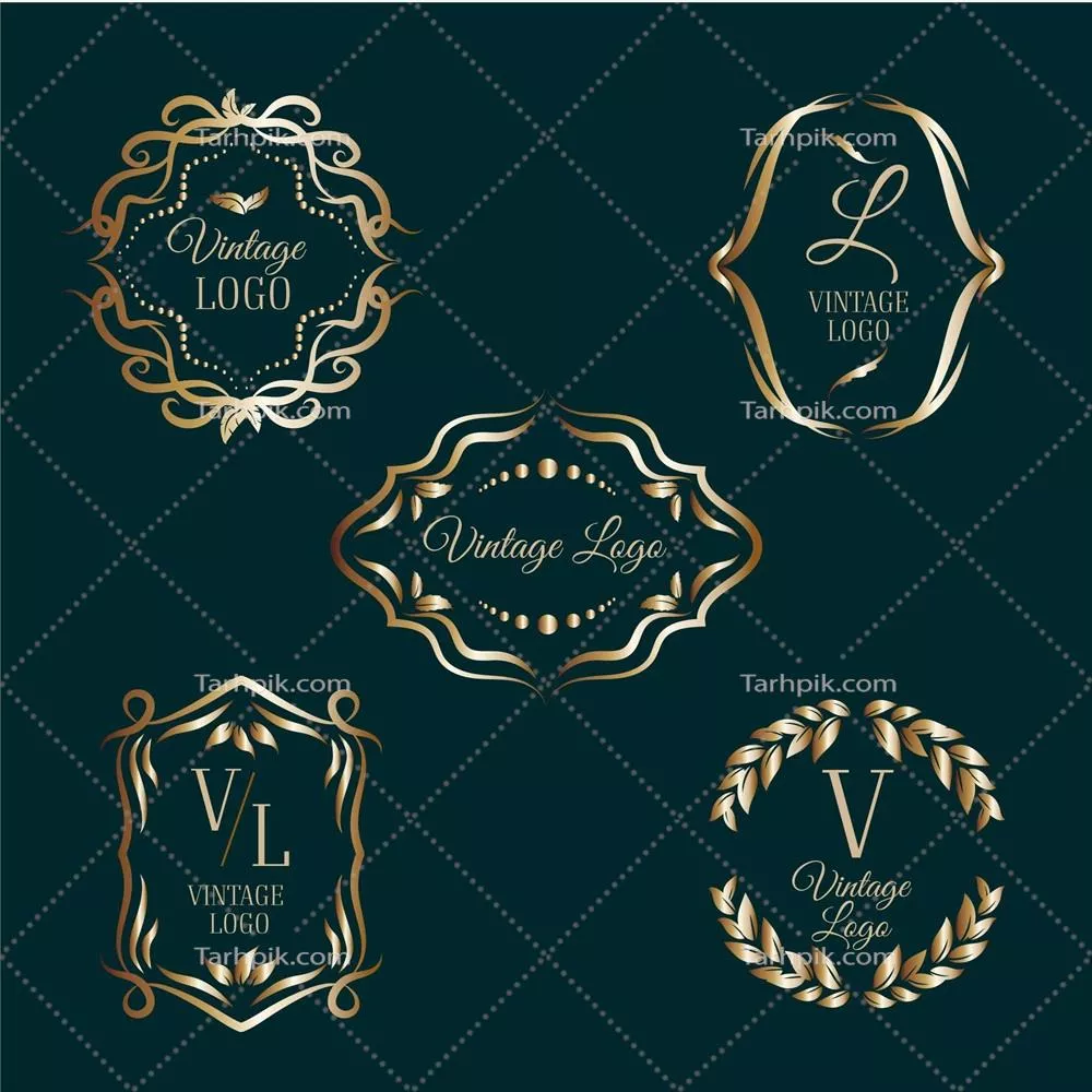 لوگوهای شیک با قابهای طلایی به صورت وکتور برای طراحی خلاقانه