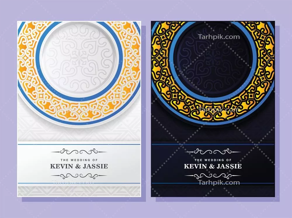 وکتور طرح کارت دعوت عروسی با طراحی ماندا لا و الگوهای زیبا و شیک