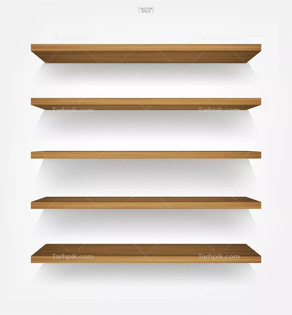 وکتور قفسههای چوبی سهبعدی خالی جدا شده بر روی زمینه سفید با سایه نرم