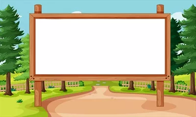 تابلو خالی با نمای پارک طبیعی و مناظر زیبا به صورت وکتور