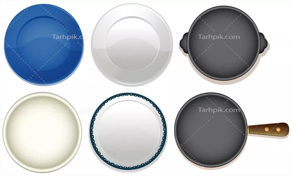 وکتور تصویری از ظروف و قابلمههای خالی در طراحی هنری