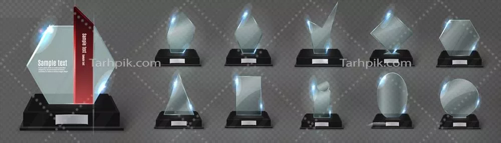 وکتور تروفی شفاف و براق برای جوایز - تروفی خالی واقعگرایانه