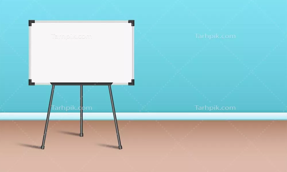 تخته ارائهگری با نشانگر سفید خالی و پایه ایستاده، وکتور
