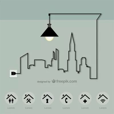 شهر انرژی: طراحی شده با استفاده از کابل لامپ و وکتورهای زیبا