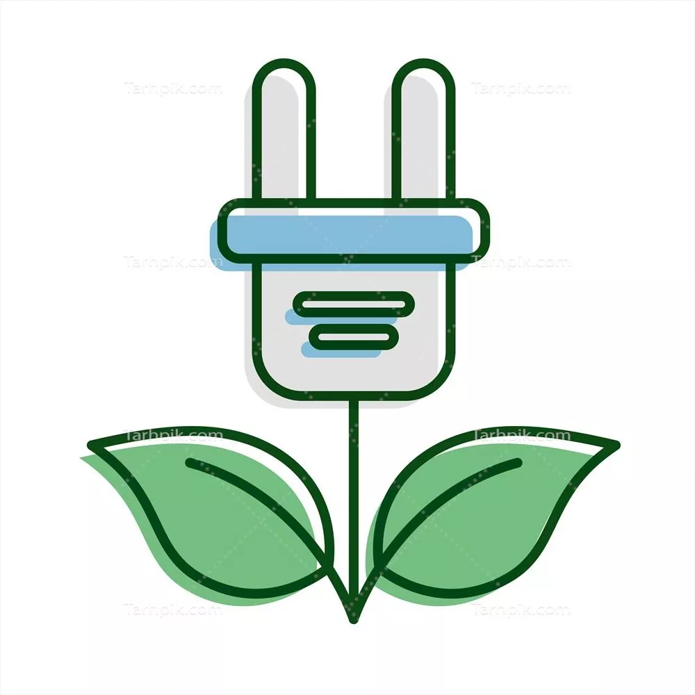 وکتور آیکون انرژی با گیاهان و برگ ها: نماد اکولوژی و حفاظت از محیط زیست