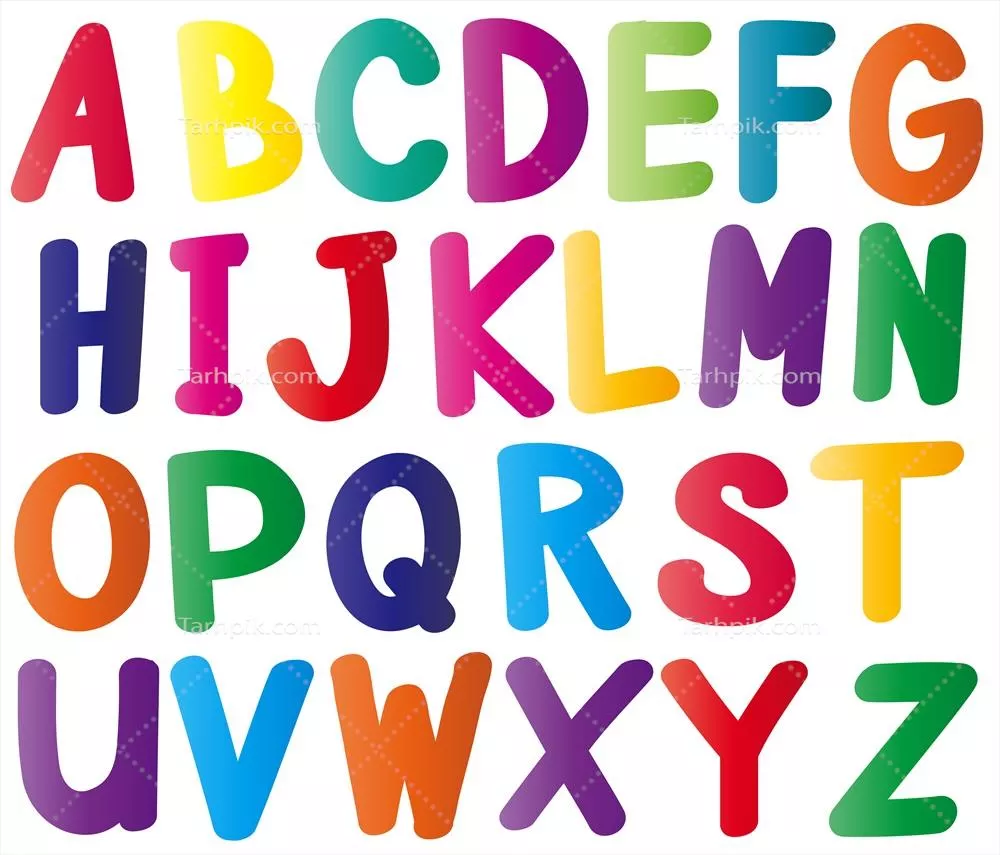 حروف الفبای انگلیسی با رنگهای متنوع و جذاب به صورت وکتور