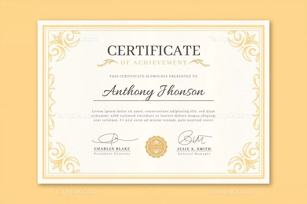 وکتور مدرک تزئینی با طراحی دستساز و حکاکیهای زیبا و منحصر به فرد