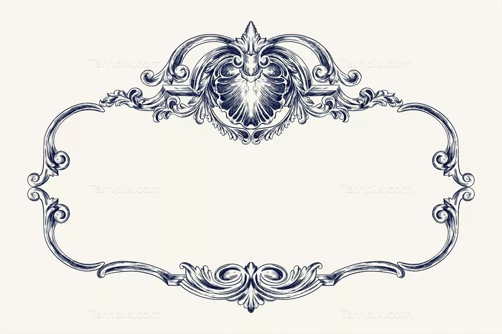 فریم تزئینی دستنقش حکاکیشده وکتور با جزئیات زیبا