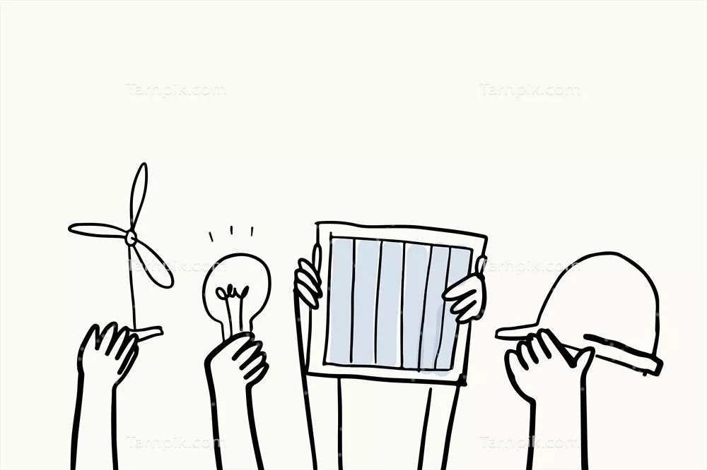 وکتور مفهوم انرژی تجدیدپذیر با تصویرسازی محیط زیست به سبک ددِل