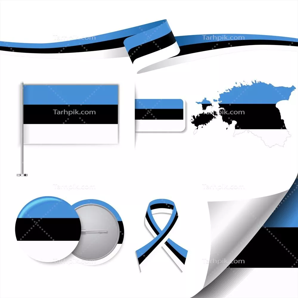 مجموعه المان های نماینده استونی به صورت وکتور با طراحی منحصر به فرد