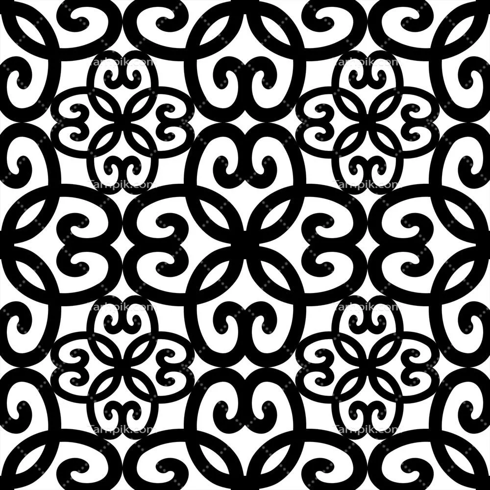 وکتور طرح گل با الگوهای سیاه و سفید قومی و فرهنگی در هنر نقاشی