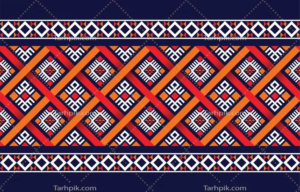 وکتور طرح بوهو قومی با الگوهای هندسی رنگارنگ برای فرش، کاغذ دیواری، لباس و پارچههای باتیک