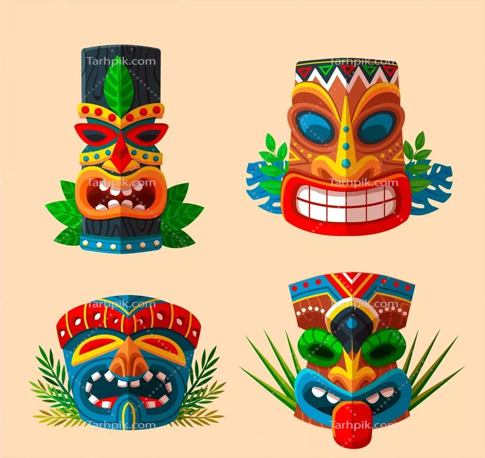 ماسکهای تیكی قومی و سرگرمکننده در قالب وکتور