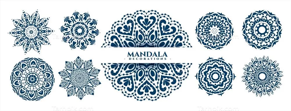 مجموعه بزرگ الگوهای ماندالا به سبک قومی با طراحی وکتور