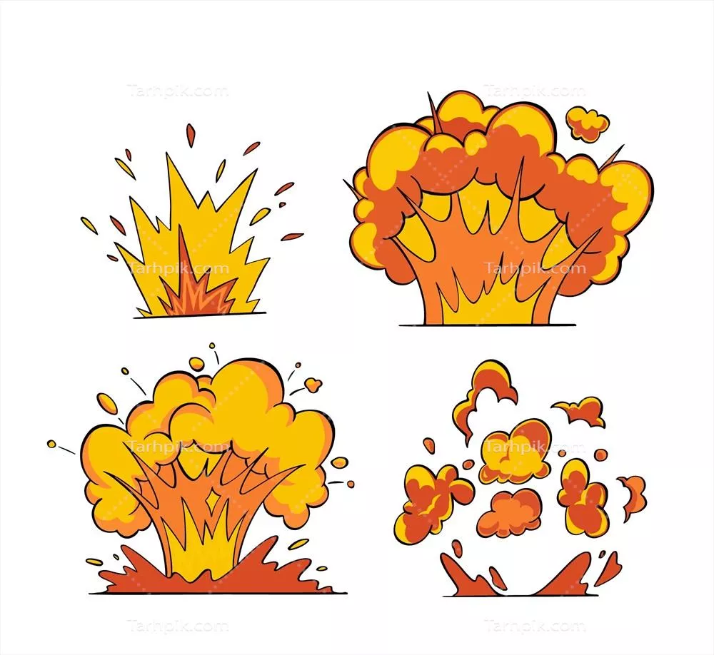 مجموعه اثرات انفجاری طراحی کارتون وکتور با کیفیت بالا