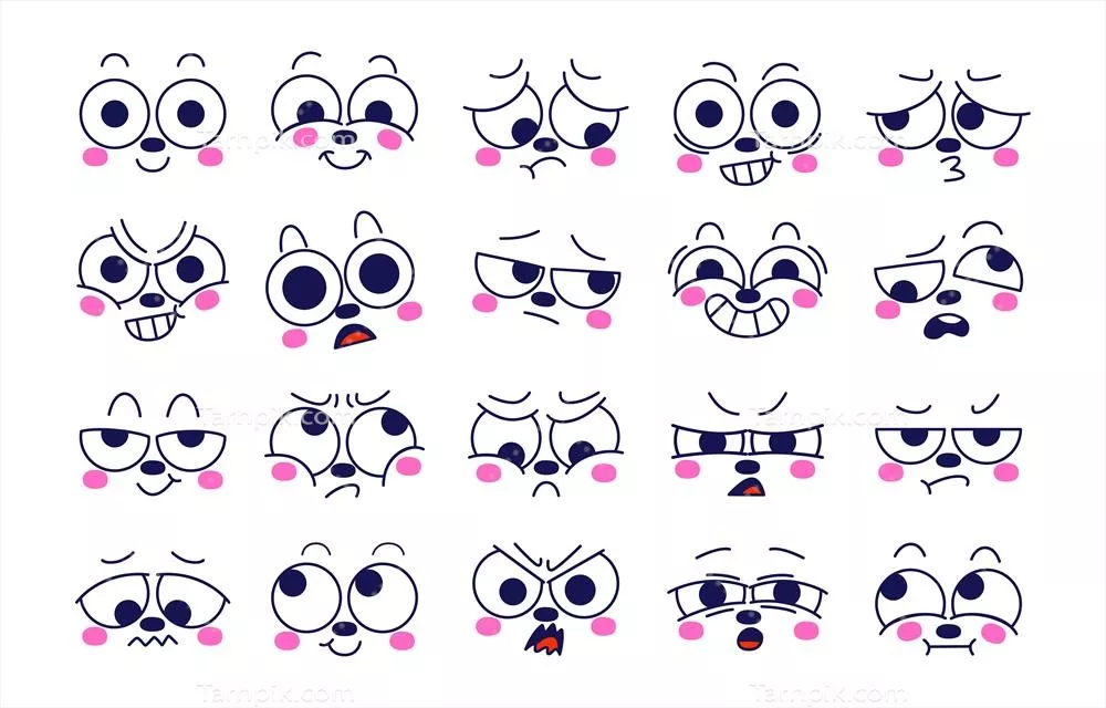 مجموعه ای از شخصیت های وکتوری با بیان احساسات مختلف و عواطف متفاوت